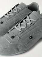 Balenciaga - City Studded Cracked Leather Sneakers - Gray