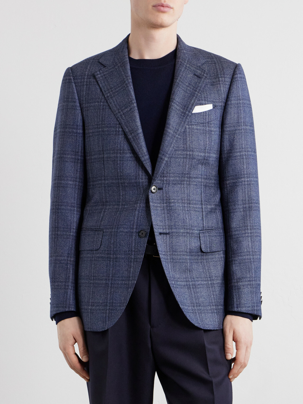 Caruso - Norma Checked Wool Blazer - Blue