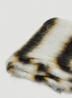 Fuzzy Stripe Scarf in White