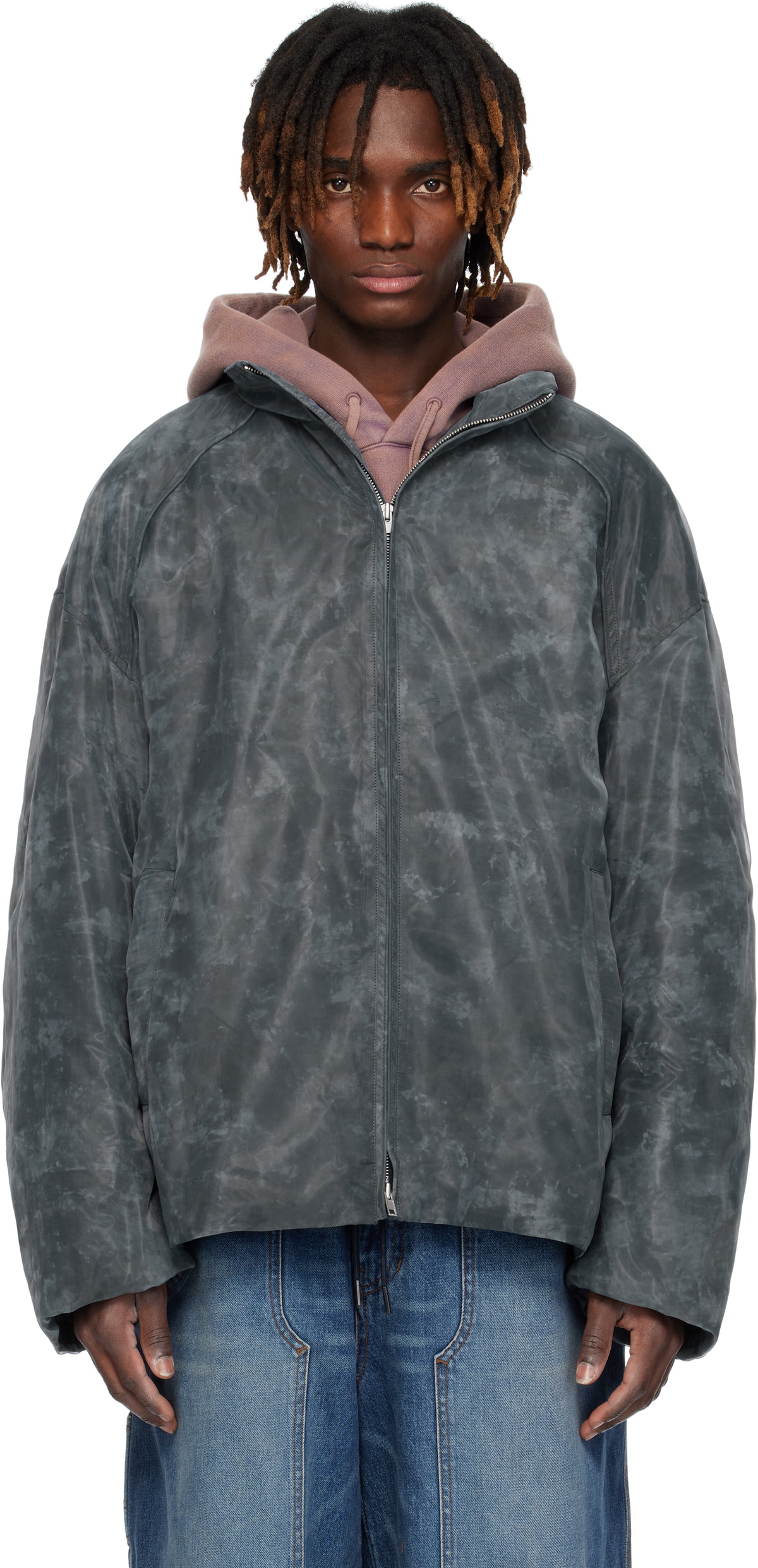 Juun.J Gray Organza Padded Jacket