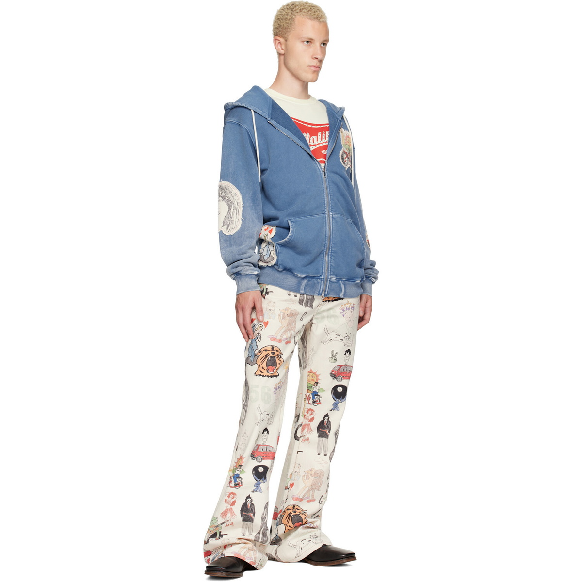 COÛT DE LA LIBERTÉ Off-White Jimmy California Cool Japan Canvas Flare Jeans