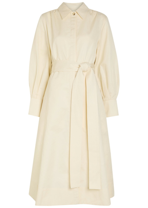 Photo: Joseph Ziane Belted Cotton -blend Midi Shirt Dress Off White