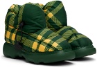 Burberry Green & Yellow Check Pillow Boots