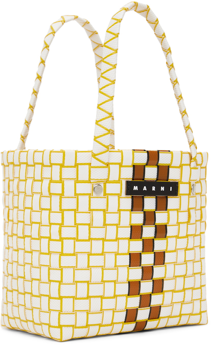 MARNI ケース ホワイト/イエロー Marni Kids White & Yellow Box Basket Tote Marni