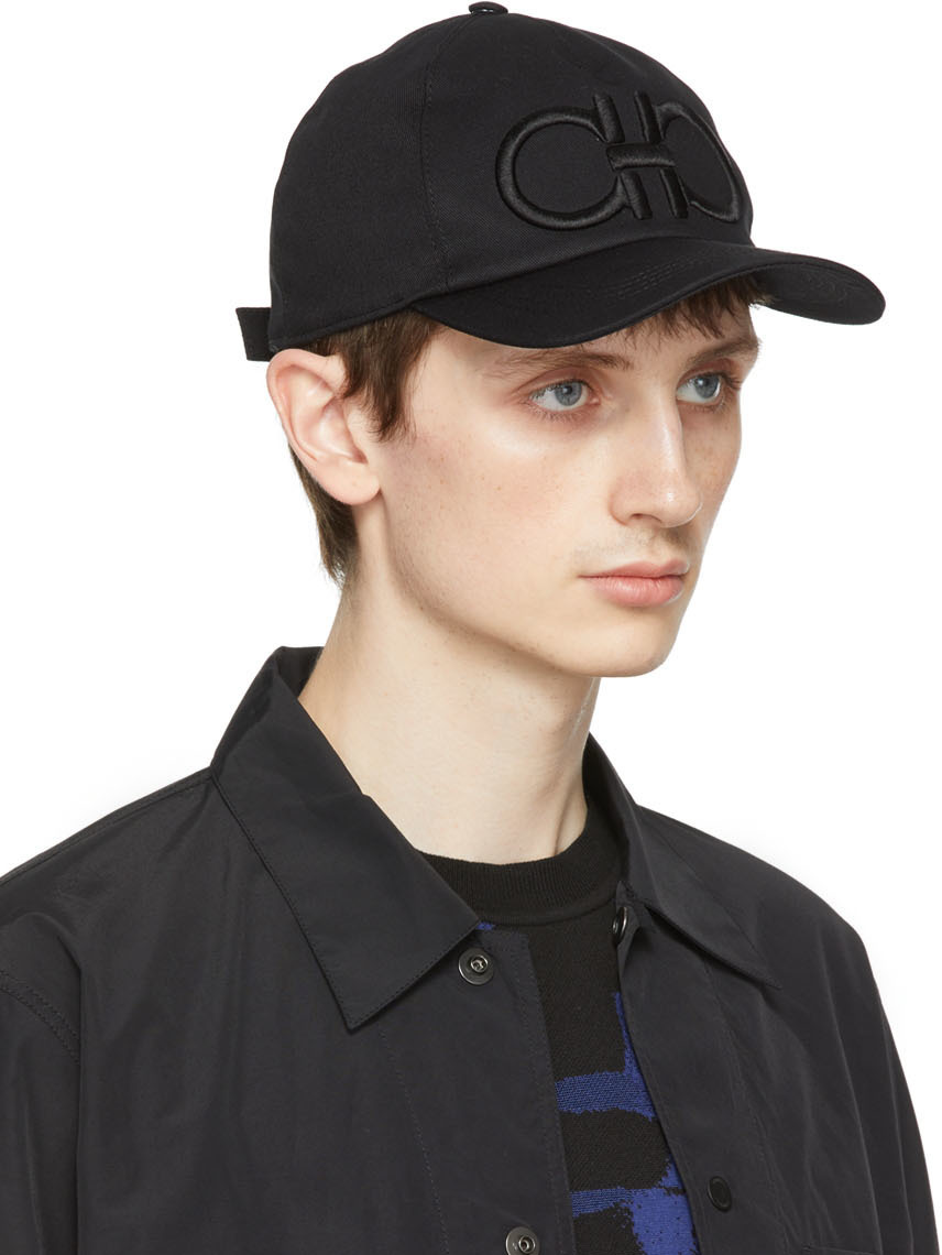 Salvatore Ferragamo Black Gancini Baseball Cap Salvatore Ferragamo