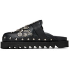 Toga Pulla Black Eyelet Metal Sabot Loafers