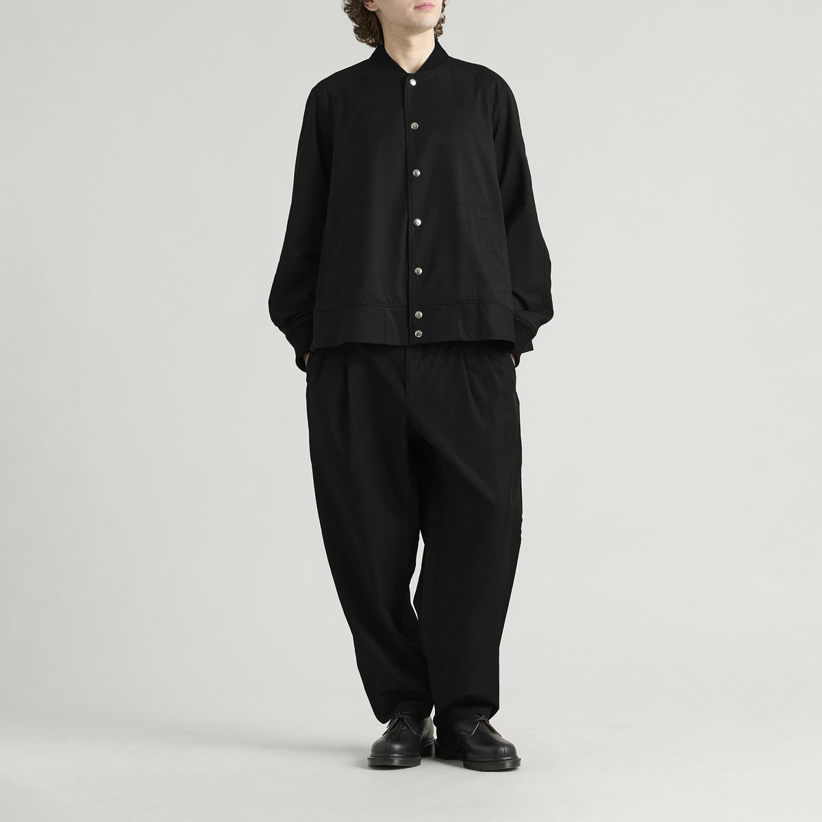 Comme des Garçons Men's Wool Glen Check Bomber Jacket in Black
