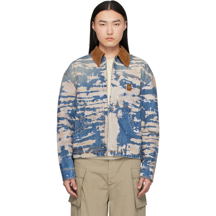 Photo: AMIRI Blue & Off-White Bleached Work Denim Jacket