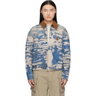 AMIRI Blue & Off-White Bleached Work Denim Jacket