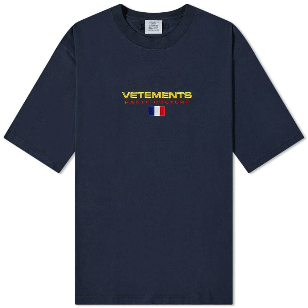 VETEMENTS Men's Haute Couture Logo T-Shirt in Navy