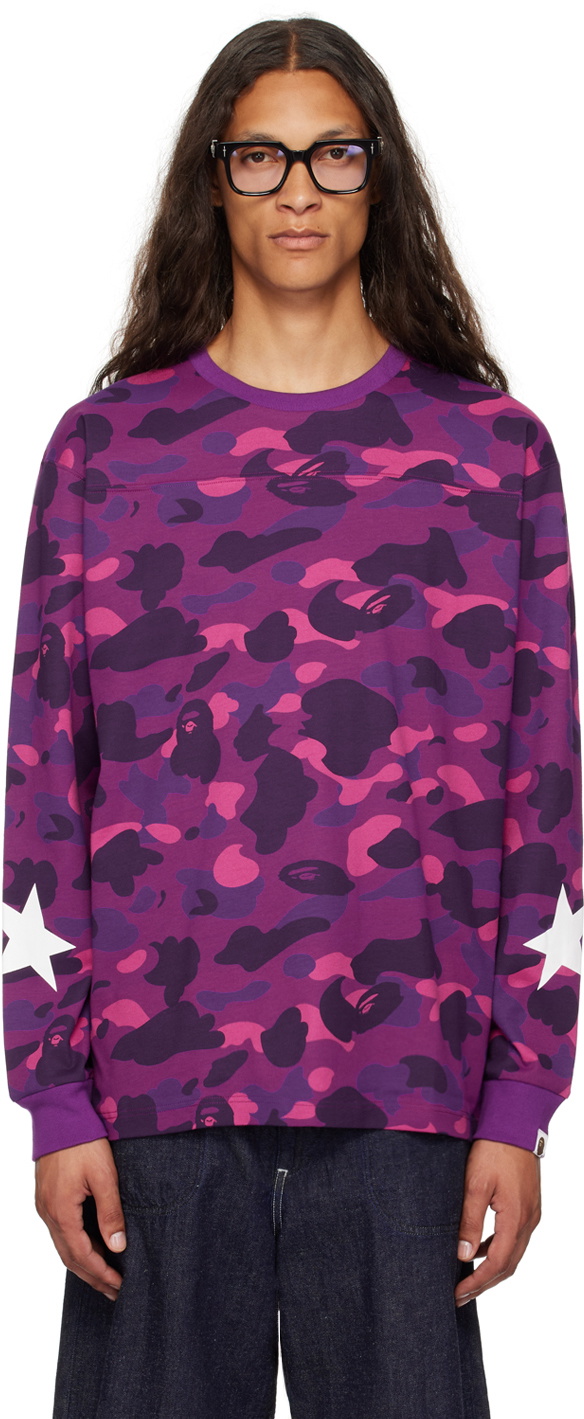 BAPE Purple Color Camo Long Sleeve T Shirt A Bathing Ape