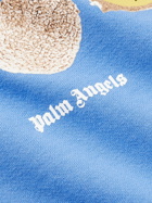 Palm Angels Kids - Logo-Print Cotton-Jersey Hoodie - Blue