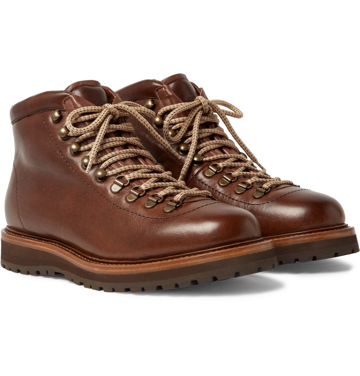 Photo: Brunello Cucinelli - Shearling-Lined Leather Boots - Brown