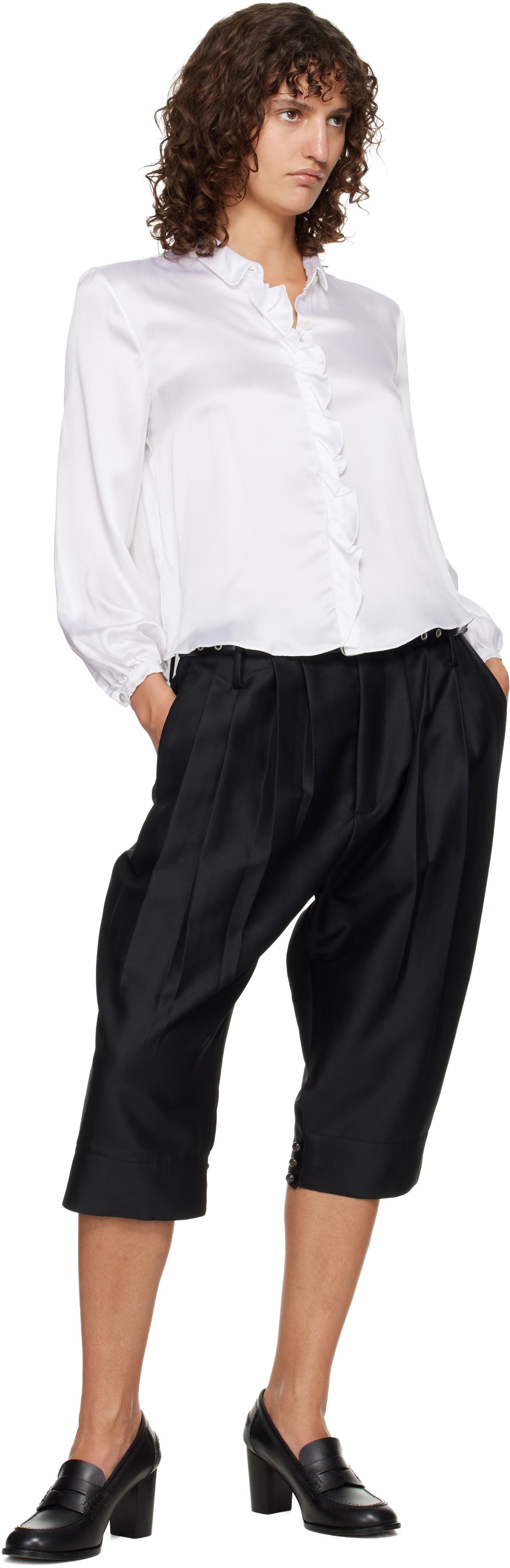 R13 White Ruffle Blouse