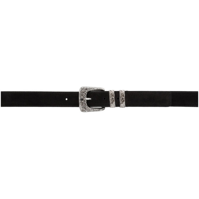 Photo: Amiri Black and Silver Engraved Buckle Belt