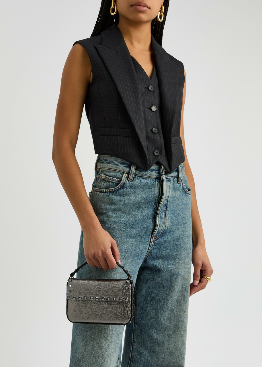 Valentino Rockstud Mini Metallic Leather top Handle bag