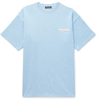 Balenciaga - Oversized Logo-Print Slub Cotton-Jersey T-Shirt - Blue