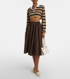 Prada Striped cropped silk polo shirt