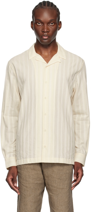 Photo: Sunspel Beige Embroidered Stripe Shirt