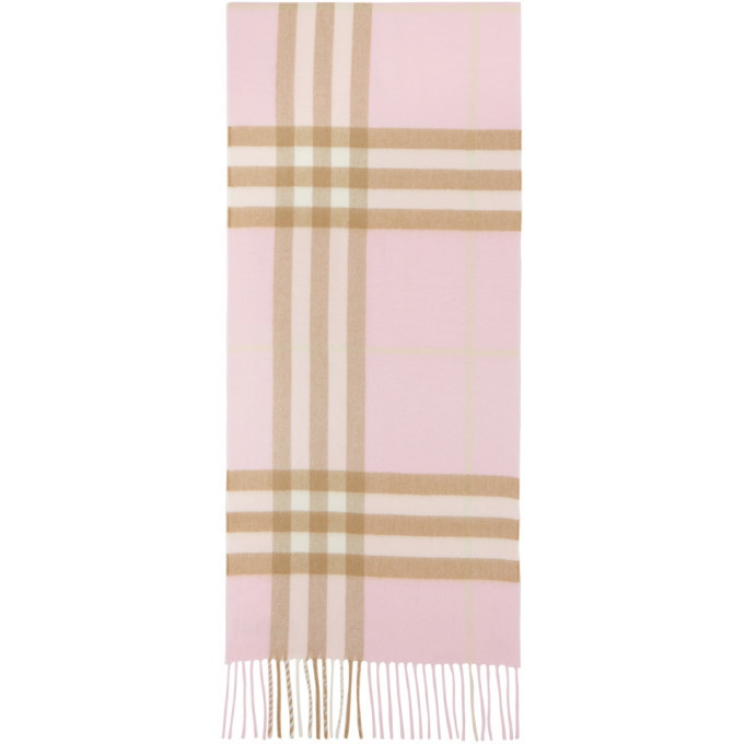 Photo: Burberry Pink Cashmere Classic Check Scarf