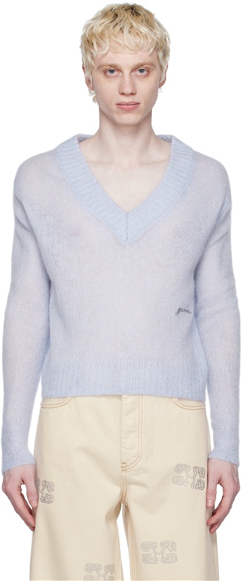 Photo: GANNI Blue Embroidered Sweater