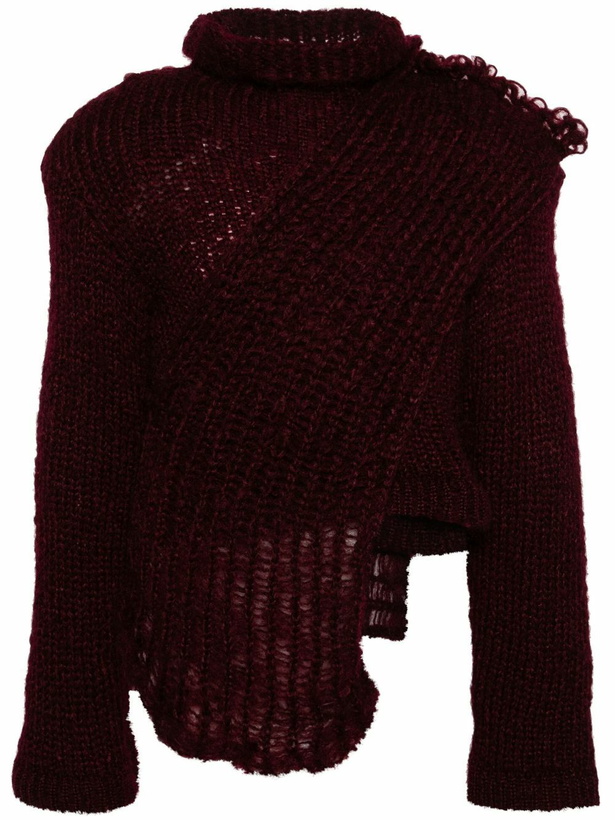 Photo: MLGA Red Chunky-Knit Asymmetric Sweater