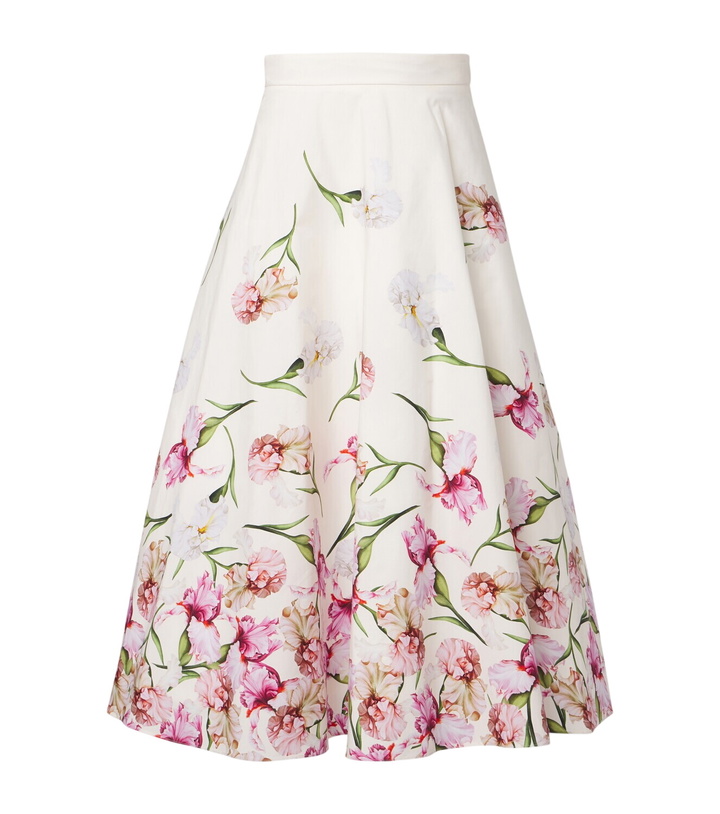 Photo: Oscar de la Renta Floral cotton-blend poplin midi skirt