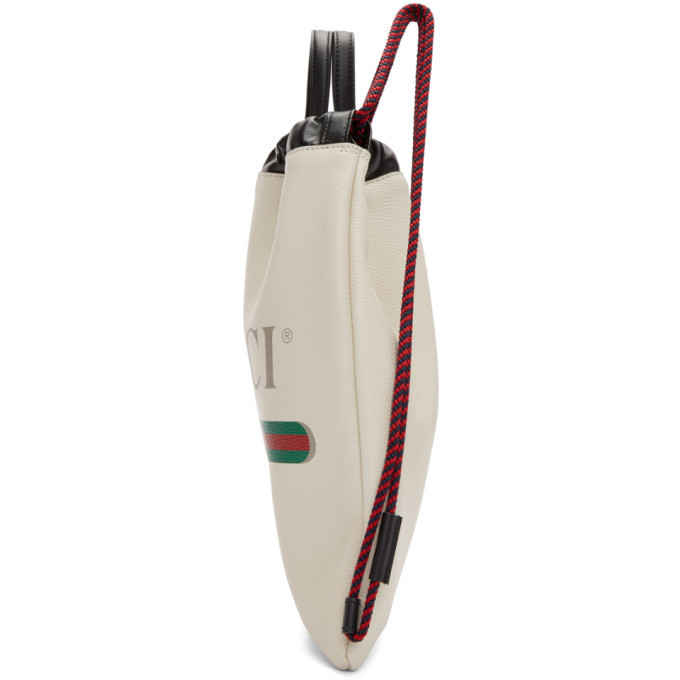 Gucci White Small Logo Drawstring Backpack