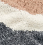 Brunello Cucinelli - Striped Mélange Alpaca-Blend Sweater - Brown