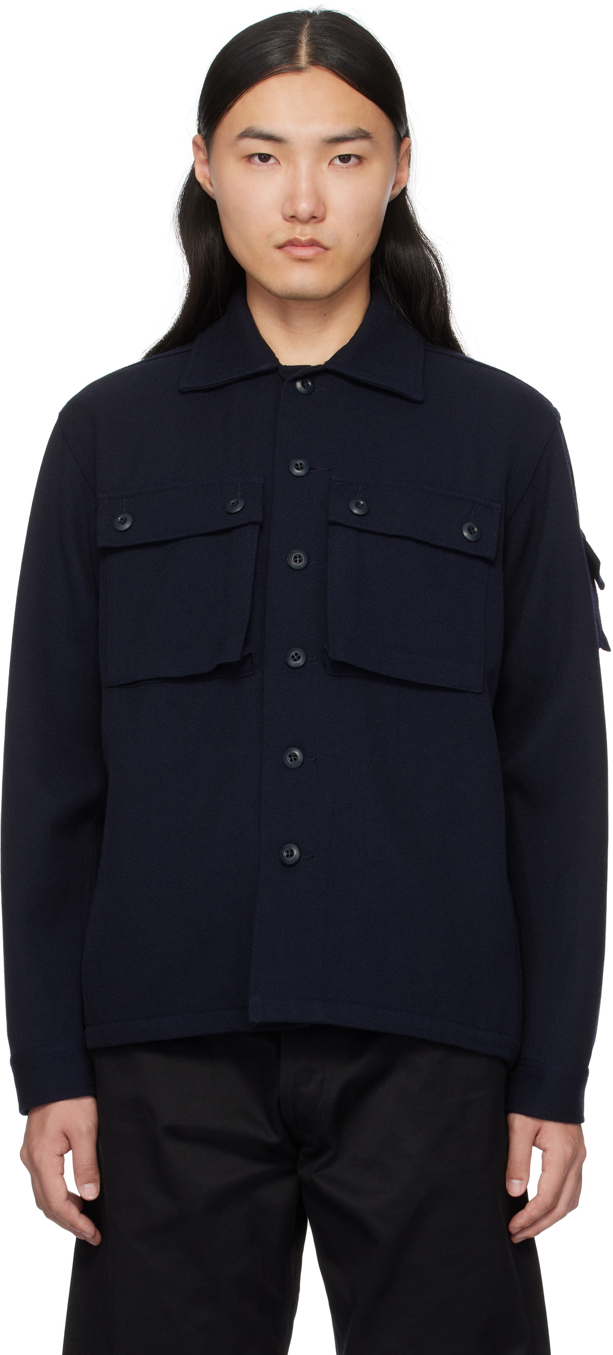 BEAMS PLUS Navy MIL SHT-JAC Wool Kersey Jacket Beams Plus