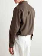 TOM FORD - Cutaway-Collar Silk-Poplin Shirt - Brown