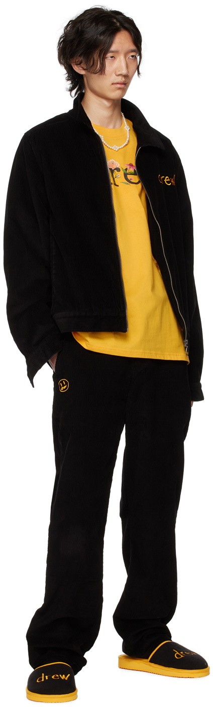 drew house SSENSE Exclusive Black & Yellow Scribble Slippers