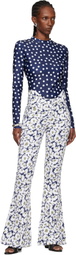 Jean Paul Gaultier White & Navy 'The Curved Flower' Jeans