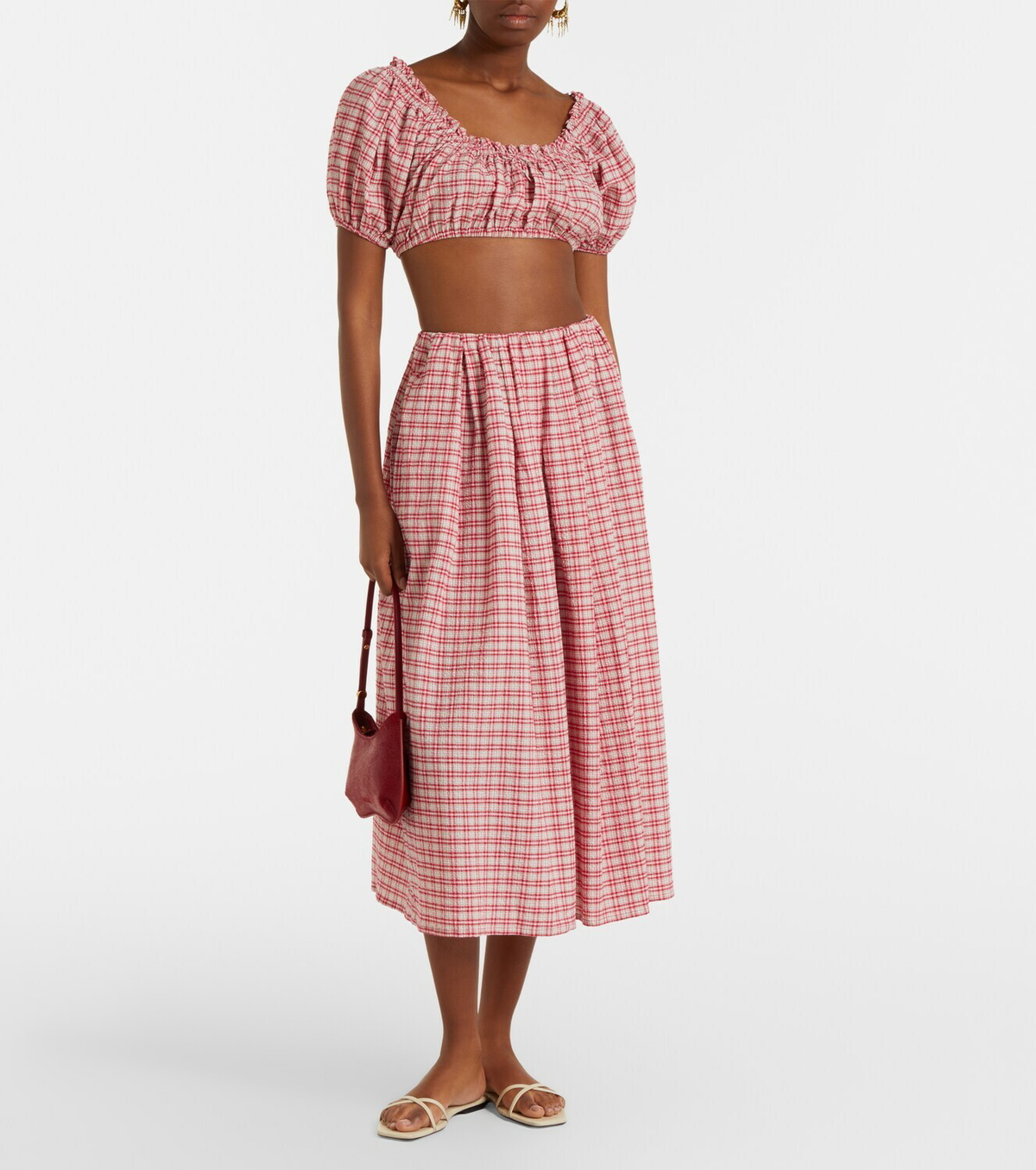 Faithfull Murcia checked cotton crop top