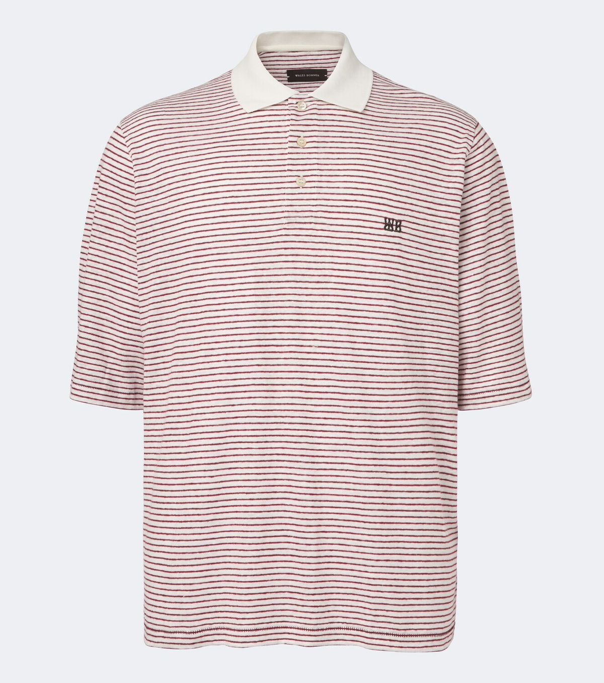 Wales Bonner Bask striped linen and cotton polo shirt