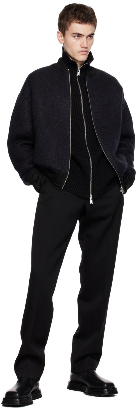 Jil Sander Black Zip Sweater