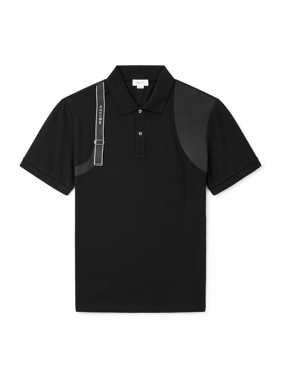 McQueen - Harness-Detailed Cotton-Piqué Polo Shirt - Black