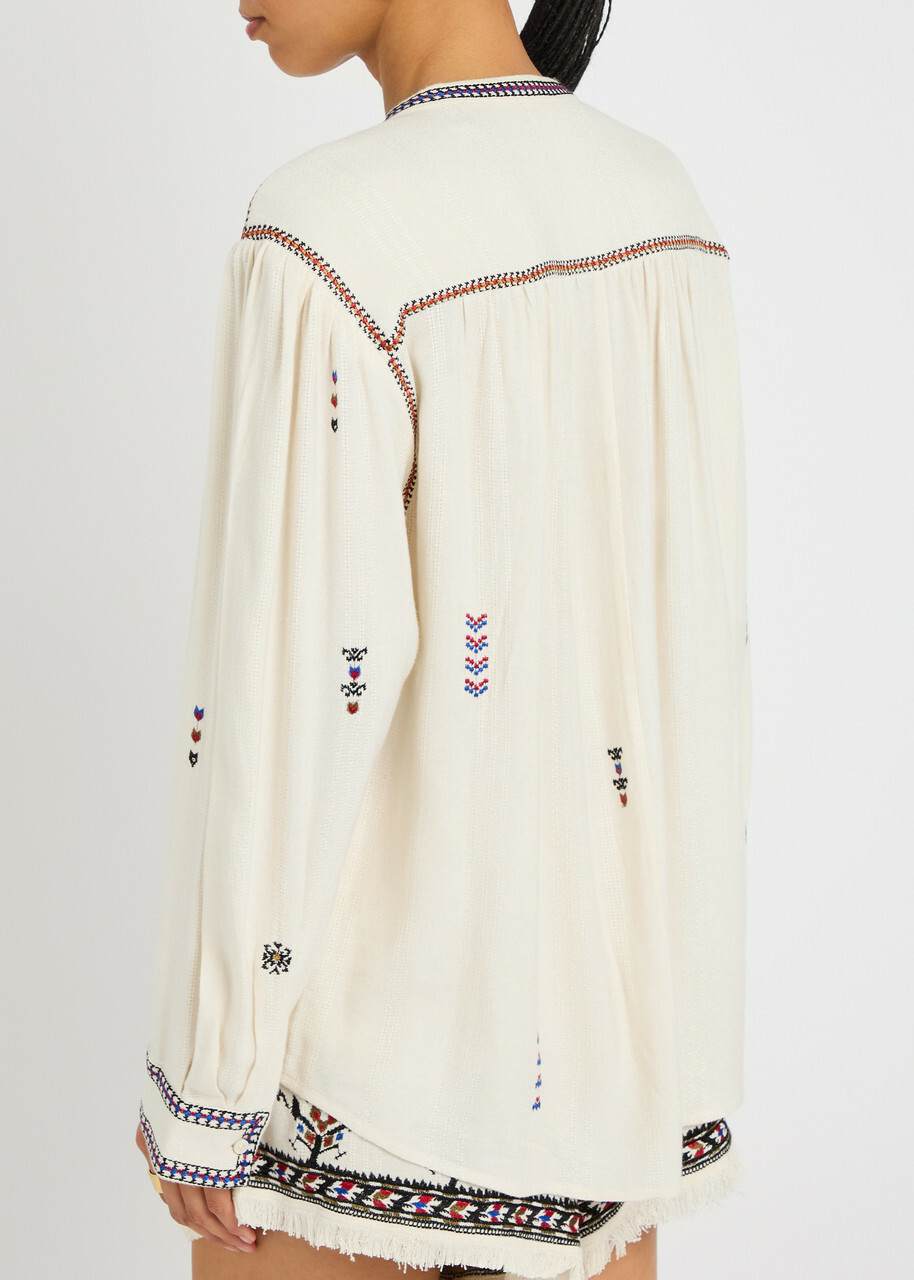 Isabel Marant étoile Pelson Embroidered Woven Blouse Ecru