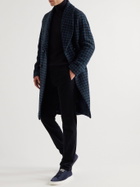 MP Massimo Piombo - Robbie Shawl-Collar Double-Breasted Houndstooth Alpaca-Blend Coat - Blue