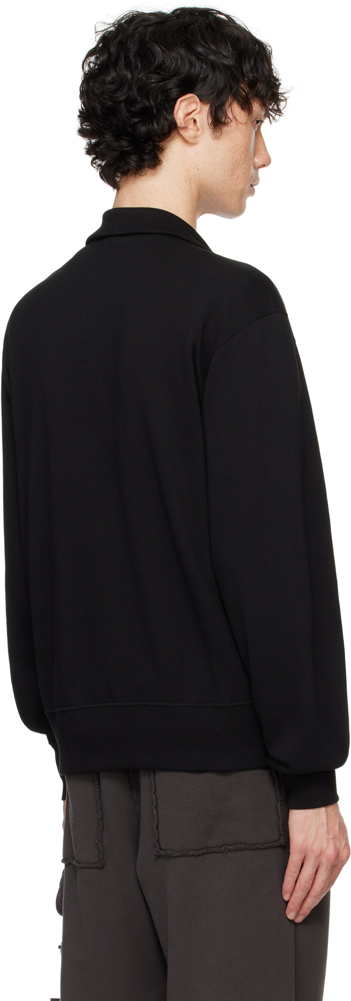 Lady White Co. Black Mesh Full Zip Sweater