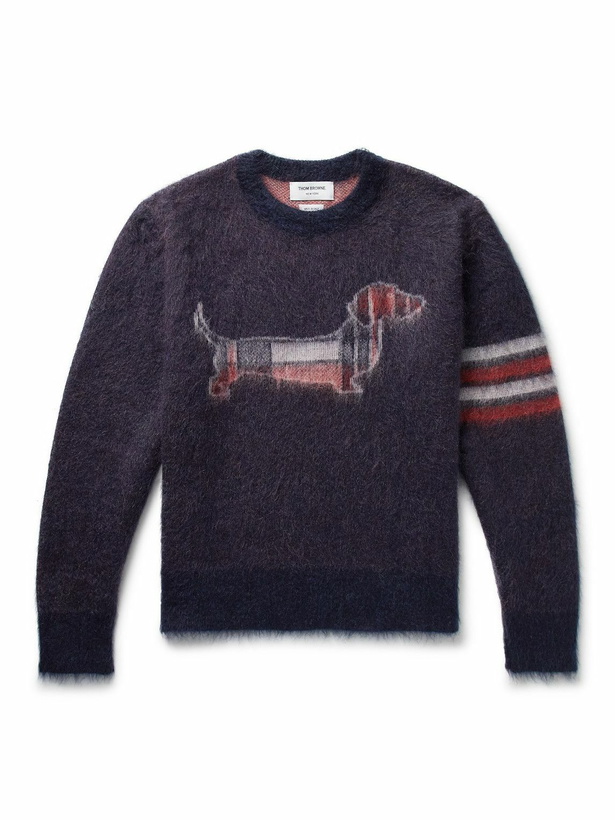 Photo: Thom Browne - Mohair-Blend Jacquard Sweater - Blue