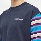 Awake NY Men's Long Sleeve 94 Stripe T-Shirt in Navy Multi