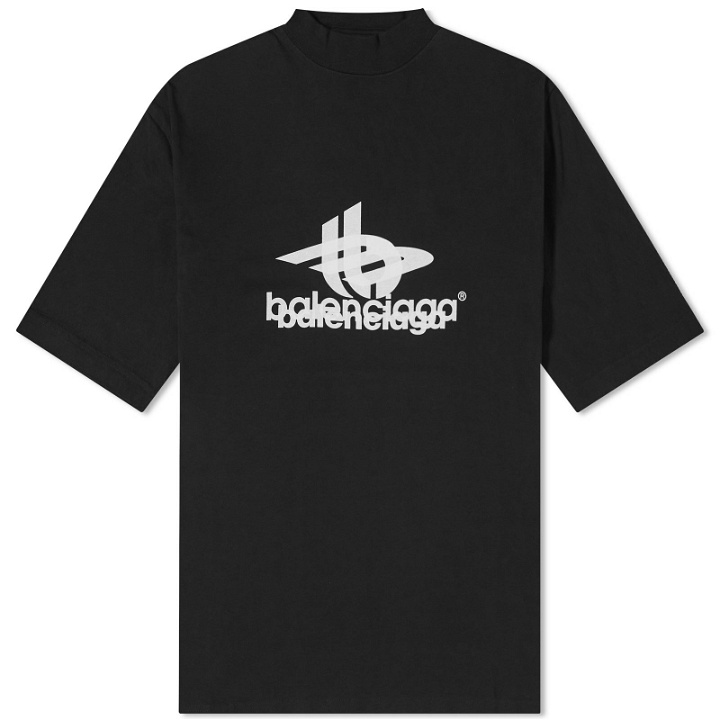 Photo: Balenciaga Men's Logo T-Shirt in Black/White