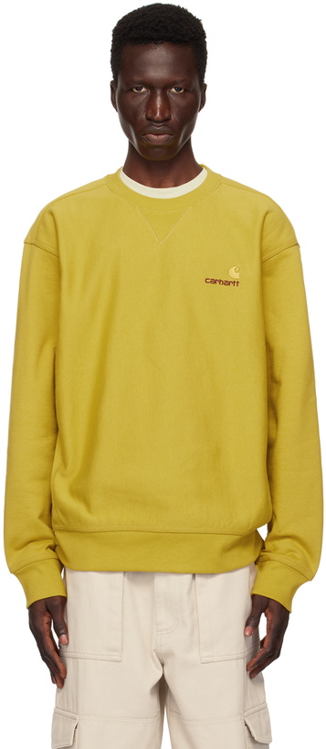 Photo: Carhartt Work In Progress Khaki American Script Sweatshirt