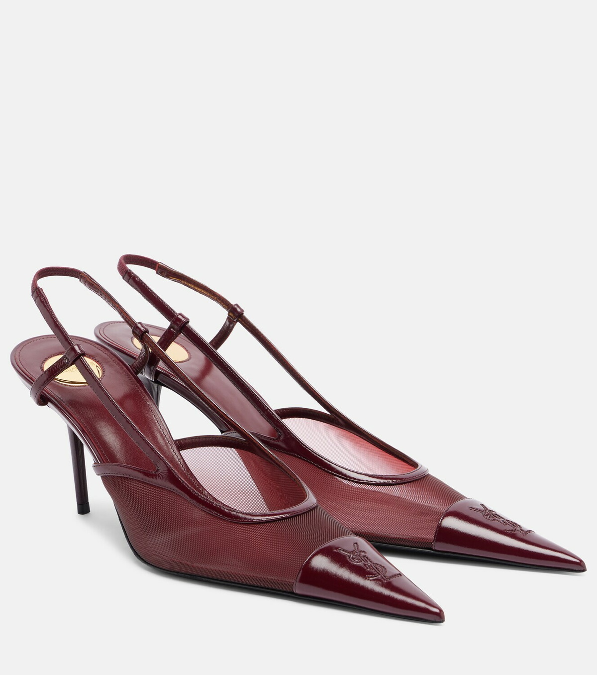 Saint Laurent Renée leather-trimmed slingback pumps