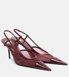 Saint Laurent Renée leather-trimmed slingback pumps