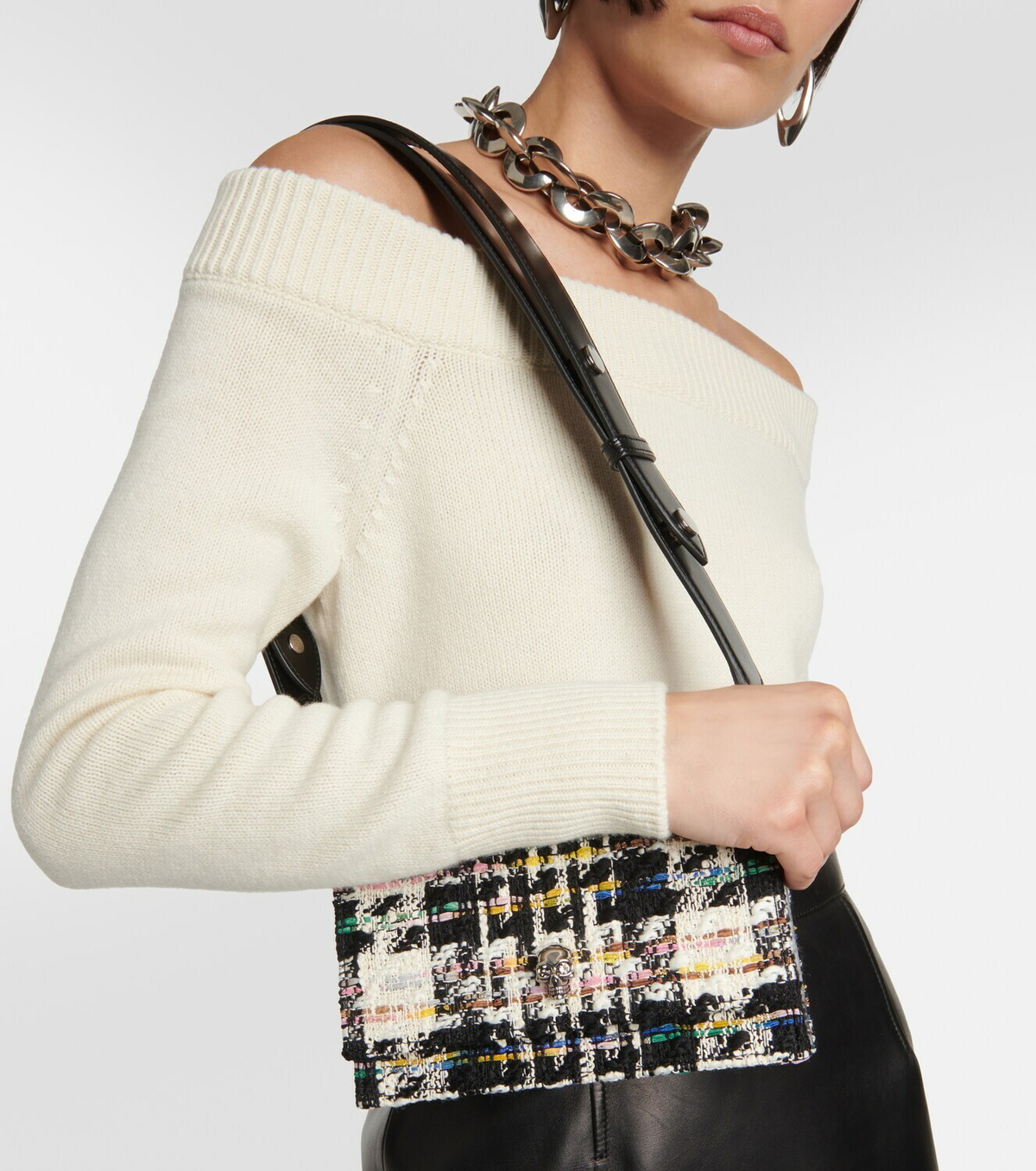 Alexander McQueen Skull Small tweed crossbody bag Alexander