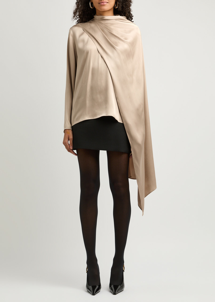 Magda Butrym Cape-effect Silk Blouse Beige
