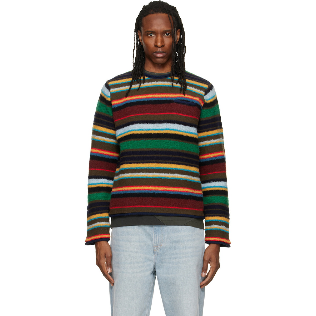 sacai Brown Plaid Knit Sweater Sacai