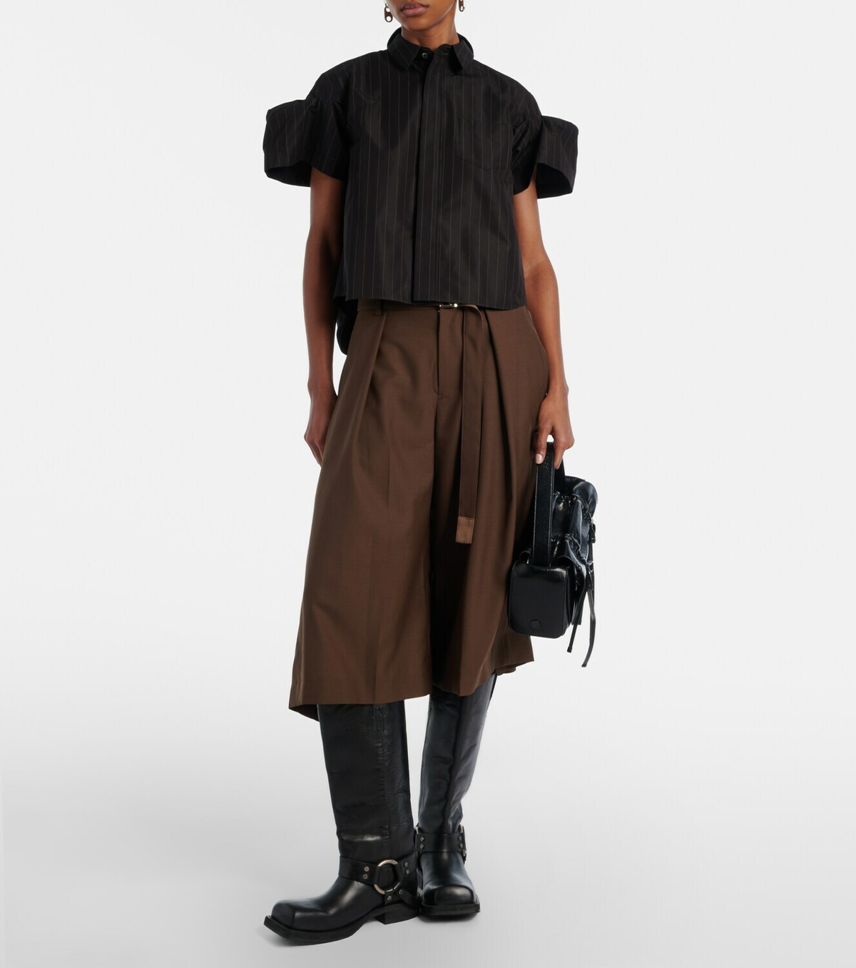 Sacai Pleated belted shorts